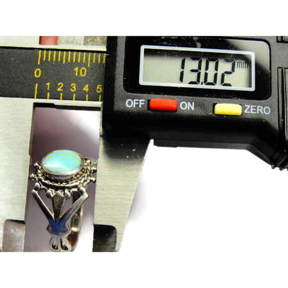 sz 6 3/4 Simulated Turquoise Women Ring Sterling Silver 925 Patina - Picture 8 of 12
